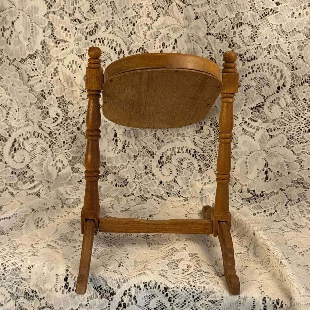 Vintage Wood Swivel Vanity Mirror Oval Tabletop Cheval Spindle Frame Farmhouse